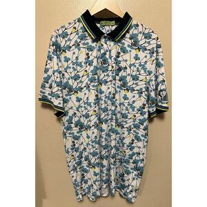 G/Fore Polo Shirt Mens White Blue Floral Golf Performance‎ Active G/FORE XXL 2XL